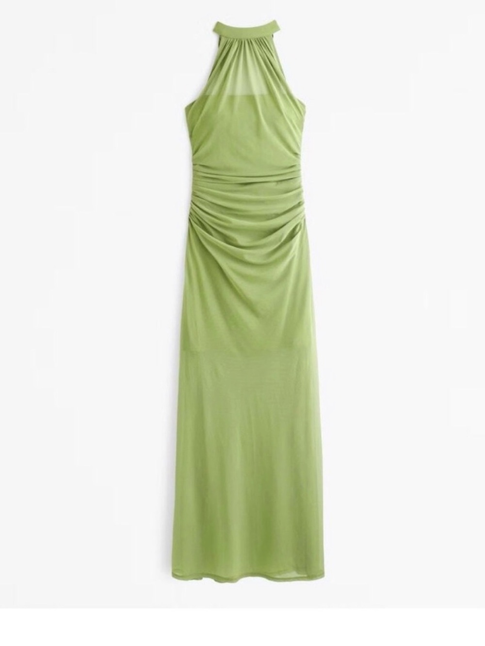 NWT Abercrombie and Fitch Sleeveless Halter Ruched Maxi Dress in Light Green